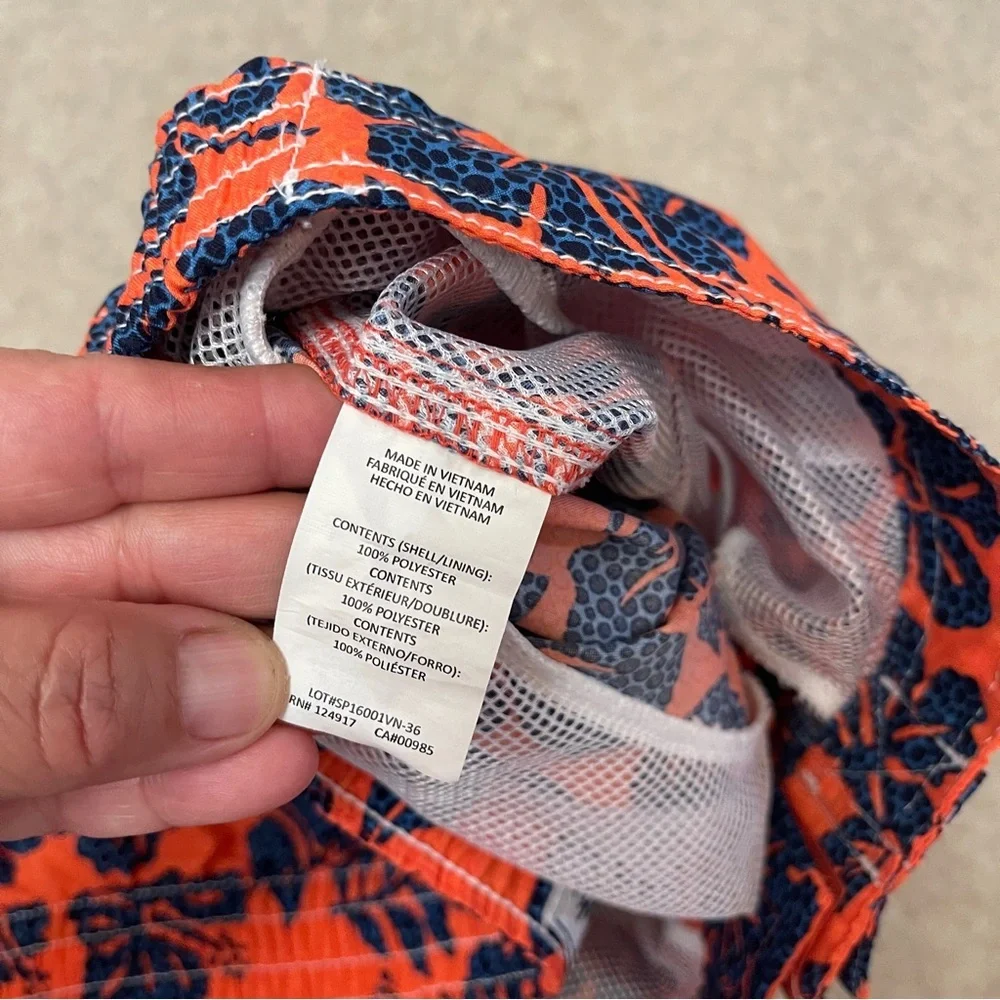 Trunks Surf & Swim Co Orange Hibiscus Swim Trunks 7” Shorts Mesh Lining Men’s XL